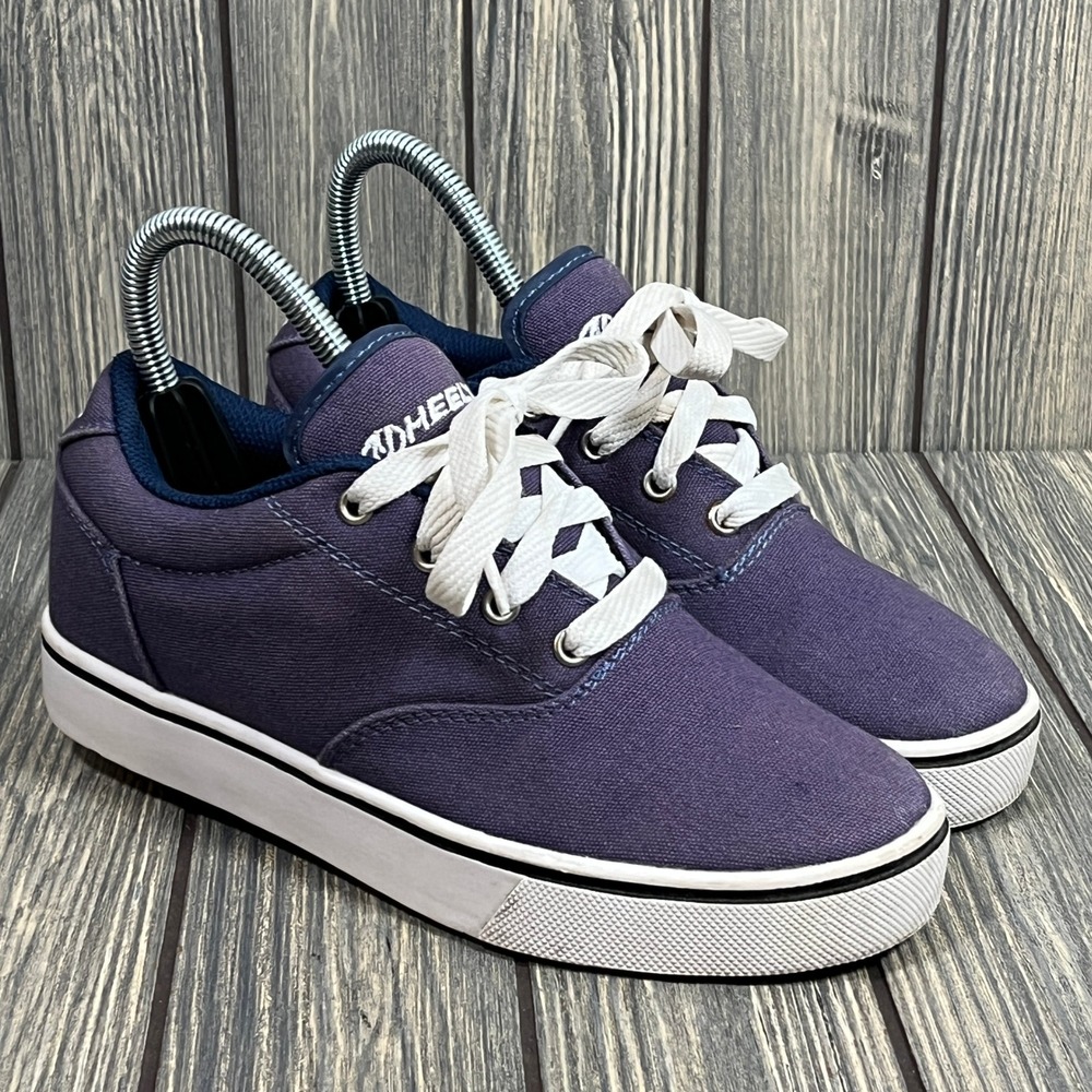 Heelys Launch Skate Shoes Youth Size 5 Purple‎ Canvas Roller Sneakers 770159